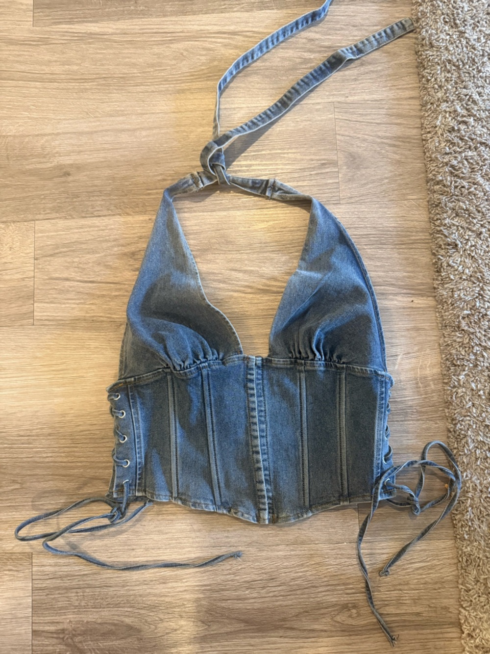 Windsor Blue Denim Corset Halter Top